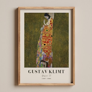 Hope II Druck, Gustav Klimt symbolische Schwangerschaft Malerei, 1907-1908 Kunst, Wiener Secession Goldmuster Kunstwerk, spirituelle mütterliche Druck