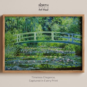 Los nenúfares de Claude Monet, póster de puente japonés, impresión artística de Monet, póster de Monet, arte mural de Monet, arte de Claude Monet, arte impresionista