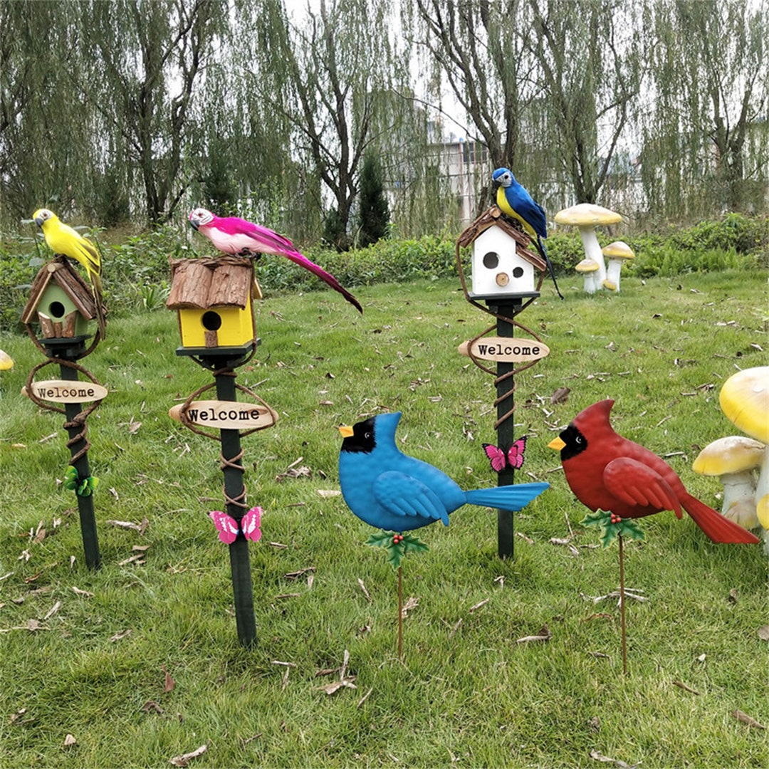 Metal Bird Garden Stakes Yard Art Metal Art Home Decor Etsy