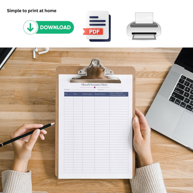 Blood Pressure Tracker, Printable Blood Pressure Log, Blood Pressure ...
