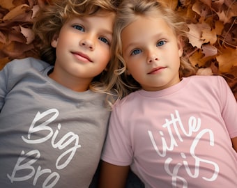 Matching sibling Tshirts - Big Sister, Little Sister TShirts - Big Brother, Little Brother Tops. New sibling announcement