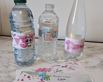 Etiquette personnalisée , étiquettes personnalisées adhésives bouteille d'eau , étiquettes mariage baptême anniversaire baby shower ...