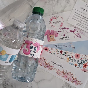 Etiquette personnalisée , étiquettes personnalisées adhésives bouteille d'eau , étiquettes mariage baptême anniversaire baby shower ...