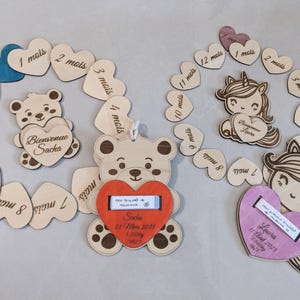 cartes étapes interchangeables - Carte étape bébé - Porte bracelet naissance - Bracelet maternité - Bracelet bébé - ma première année.