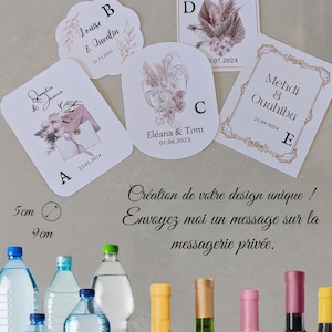 Etiquette autocollante format vin personnalisée ,étiquette personnalisée adhésive bouteille d'eau, étiquettes mariage baptême anniversaire