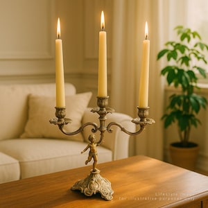 Antique Cherubim candle holder brass Candelabra for 3 candles