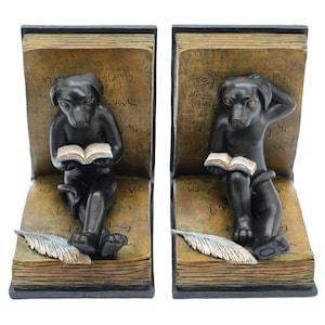 Dog Reading Bookends