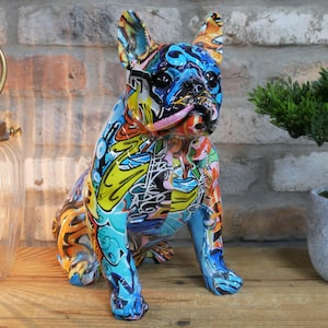 French Bulldog Ornament with Street Art Spray Paint Graffiti