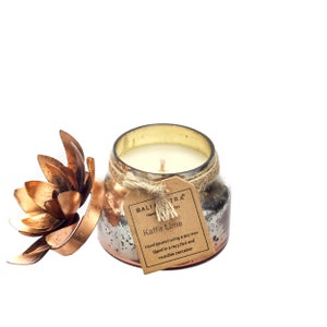 Glass Candle - Copper Flower -  Citrus Fruit Kaffir Lime Fragrance