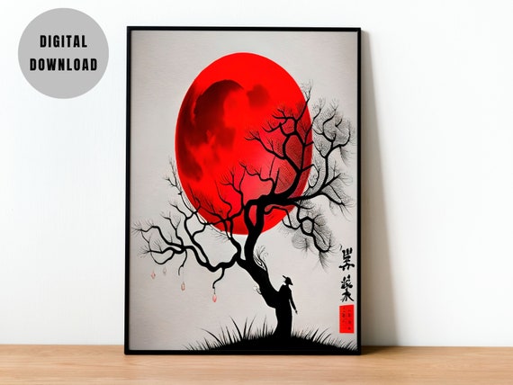 Red art  Chinese wall art, Metal tree wall art, Simple wall art