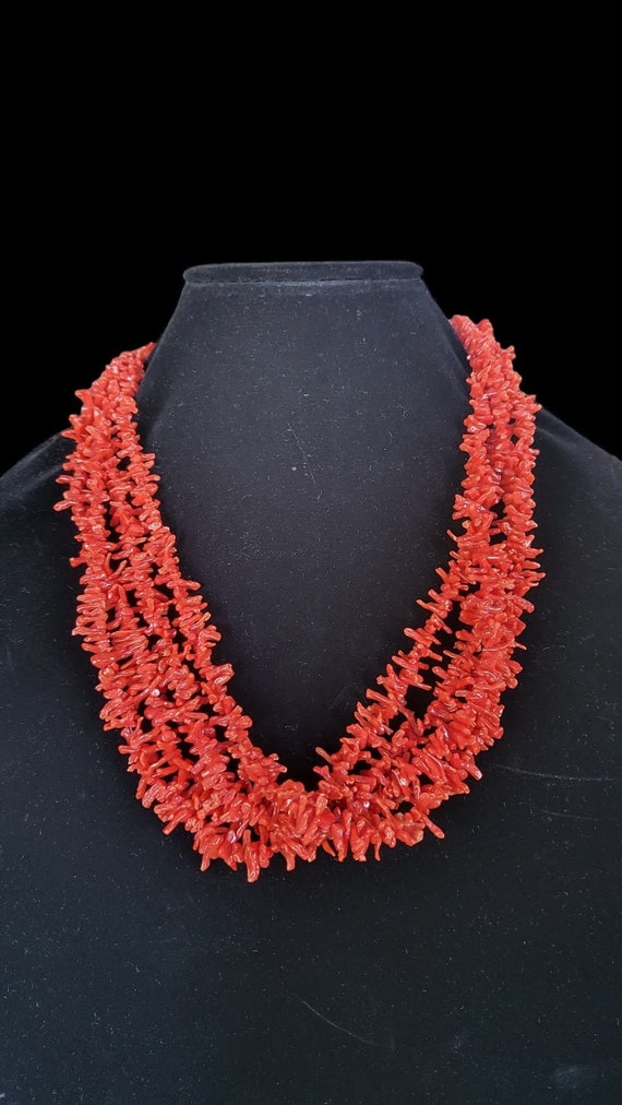 Multi strand Coral and Silver Necklace