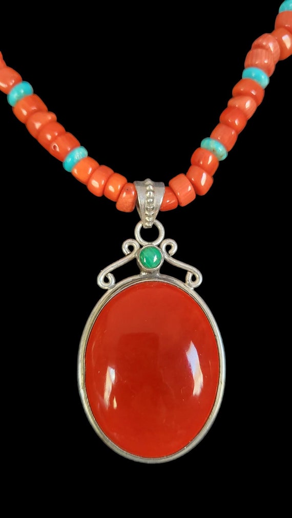 Beautiful Coral an Turquoise Necklace - image 3
