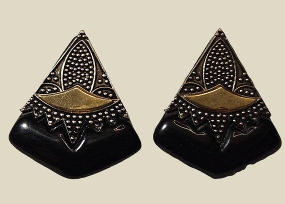 1980 Triangle Cut Post Earrings - image 1