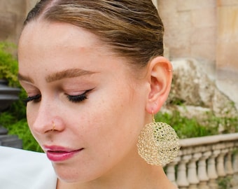 Handwoven Sterling Silver Circular Dangle Earrings