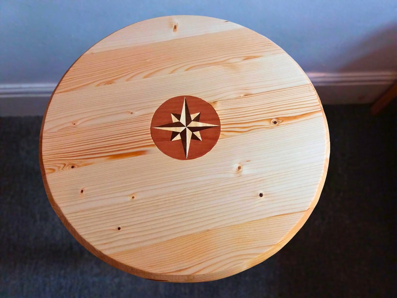 Handcrafted Solid Wood Inlayed Compass Side Table / Coffee Table - Etsy