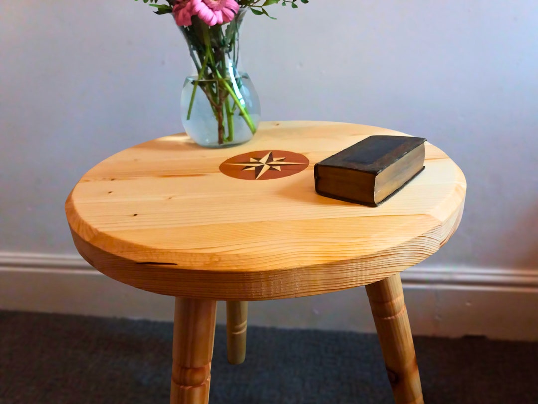 Handcrafted Solid Wood Inlayed Compass Side Table / Coffee Table - Etsy