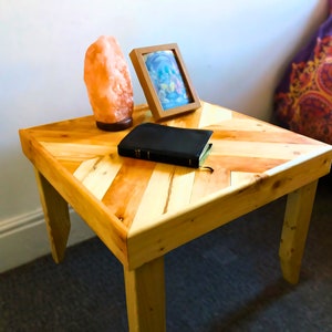 Handcrafted Solid Wood Herringbone Coffee Table / Side Table