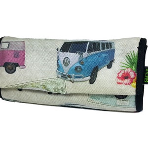 Sac à tabac en cuir synthétique VW | Impression de vans élégants | Accessoire pour fumeur durable et pratique | Parfait pour les feuilles à rouler | pochette | Vanlife