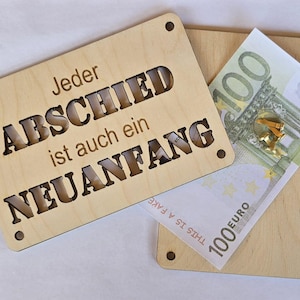 Carte d'adieu pour les collègues | Cadeau d'argent en bois | Emballage cadeau