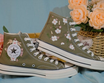 Custom Converse Embroidered Shoes Converse Chuck Taylor 1970s Embroidered Floral Converse Shoes Best Gift for Her