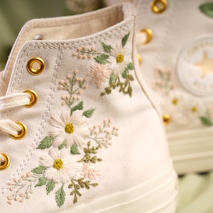 Bridal Converse/Strawberry Converse/Gifts For Girls/Personalized Gifts/Converse Flower/Gifts For Dad/Converse Embroidery/Converse High Top image 3