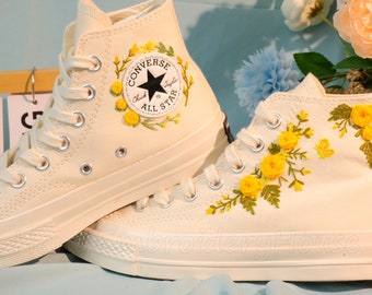 Aangepaste Converse geborduurde schoenen Converse Chuck Taylor jaren 1970 geborduurde bloemen Converse schoenen beste cadeau voor haar