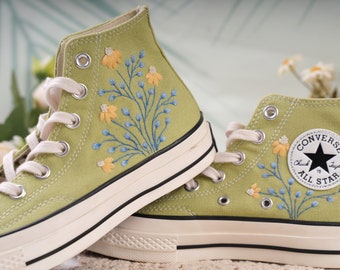 Custom Converse Embroidered Shoes Converse Chuck Taylor 1970s Embroidered Floral Converse Shoes Best Gift for Her