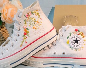 Custom Converse Embroidered Shoes Converse Chuck Taylor 1970s Embroidered Floral Converse Shoes Best Gift for Her