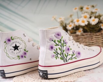 Custom Converse Embroidered Shoes Converse Chuck Taylor 1970s Embroidered Floral Converse Shoes Best Gift for Her