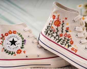 Custom Converse Embroidered Shoes Converse Chuck Taylor 1970s Embroidered Floral Converse Shoes Best Gift for Her