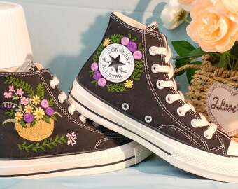 Custom Converse Embroidered Shoes Converse Chuck Taylor 1970s Embroidered Floral Converse Shoes Best Gift for Her