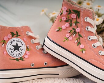 Custom Converse Embroidered Shoes Converse Chuck Taylor 1970s Embroidered Floral Converse Shoes Best Gift for Her