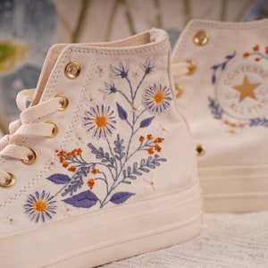 Floral Men Sneakers/Gifts For Mom/Personalized Gifts/Converse Embroidery/Custom Wedding Shoes/Embroidered Design/Gifts/Converse High Top