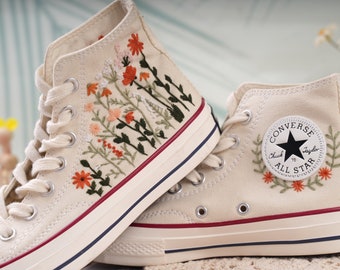 Custom Converse Embroidered Shoes Converse Chuck Taylor 1970s Embroidered Floral Converse Shoes Best Gift for Her