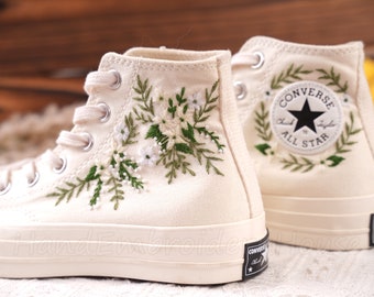 Wedding Converse/Wedding Shoes/Converse High Tops/Gifts For Wife/Custom Shoes/Converse Embroidery/Bride Converse/Gifts/Converse High Top