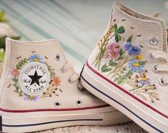 Custom Converse Embroidered Shoes Converse Chuck Taylor 1970s Embroidered Floral Converse Shoes Best Gift for Her