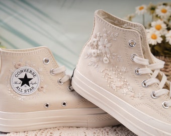 Converse Flower/Gifts For Mom/Floral Converse/Embroidered Converse/Floral Men Sneakers/Converse Embroidery/Valentine Gift/Converse High Top