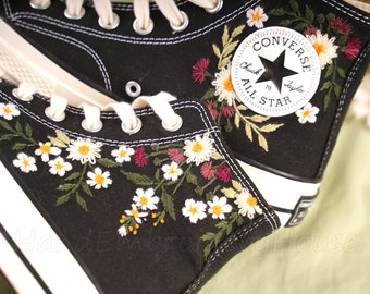 Converse Embroidery/Gifts For Husband/Gifts/Custom Shoes/Embroidered Shoes/Embroidered Memento/Wedding Gifts/Wedding Shoes/Converse High Top