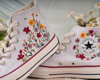 Custom Converse Embroidered Shoes Converse Chuck Taylor 1970s Embroidered Floral Converse Shoes Best Gift for Her