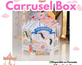 Carousel Box, available in SVG and Silhouette Studio formats. Ideal for events.