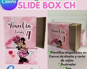 Slide Box, editable for Canva, Illustrator, Silhouette Studio and SVG, customizable for events and birthdays, sliding box