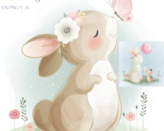 Lapin mignon en png, deux types de lapins prêts pour vos créations, bonbons et fêtes.