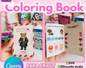 Editable template for Coloring book mini version, SVG format, compatible with Silhouette Studio and Canva, customizable, ideal for a gift
