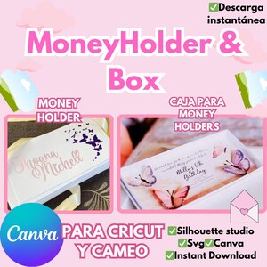Money Holder & Money Holder Box, template for design in Canva, Cricut and Cameo, money envelope and money envelope box