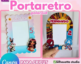 Editable template for a mini Polaroid photo frame, SVG format, compatible with Silhouette Studio and Canva, customizable, ideal for a gift
