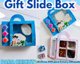 Gift Slide Box Editable template for gift slide box, SVG format for Cricut, and Silhouette Studio for Cameo, customizable.