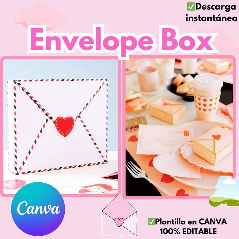 Canva, Editable Envelope Box Template, 100% editable for Canva image 1