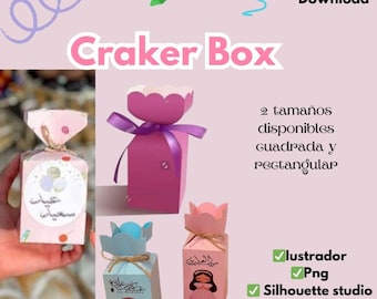 Square and Rectangular Craker Box, cutting template in Illustrator, SVG and Silhouette Studio formats