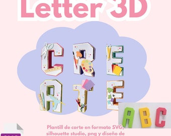Alphabet A-Z and 1-9 3D, 3D shape cutting template, and cover design template, svg, silhouette studio, dxf and png format.