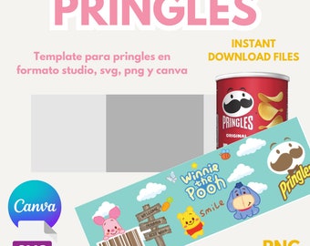 Pringles Template, SVG, Silhouette Studio, PNG, and Canva formats, 2 free designs in Silhouette Studio, includes clipart elements
